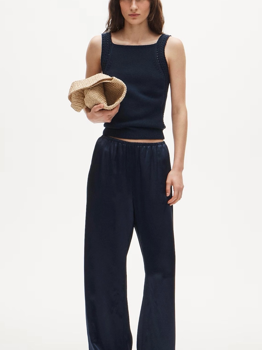 J. Crew Cosmo Satin Pant in luster charmeuse Navy Blue petite medium